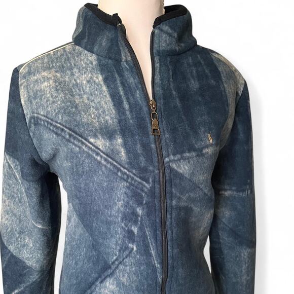 Vintage Polo Sport Fleece Jacket Blue Zip Up 90s Y2K Size M - Picture 2 of 7